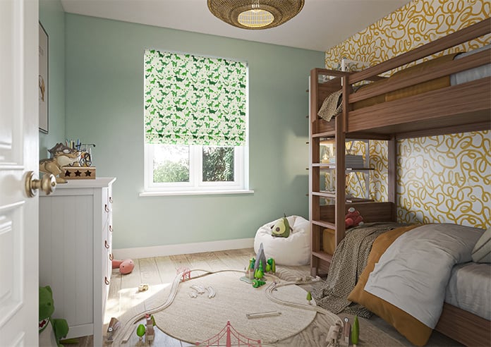 Dino Land, Lush Green - Motorised Roman Blind - Image 6